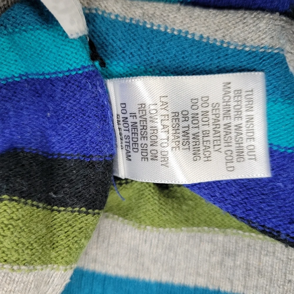 Studio Works Blue Olive Gray Striped V-Neck Light Sweater Nautical Preppy 2X - Picture 10 of 11